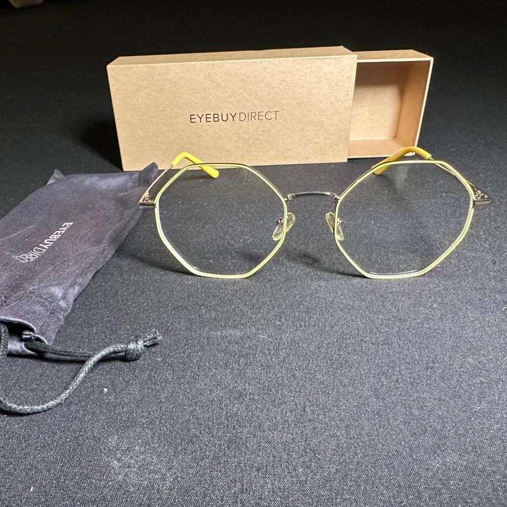EyebuyDirect Altar Glasses Frames 54-19-145 C2 Yellow Metal Octagon Silver